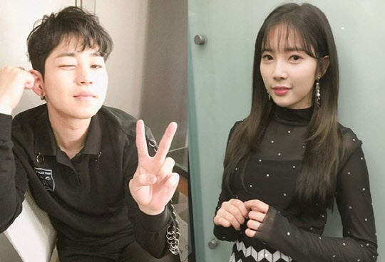 가수 딘딘과 에이프릴의 멤버 윤채경이 15일 열애 중이라는 보도에 친한 사이 일 뿐 사귀는 것이 아니라고 해명했다.<딘딘/ 윤채경 인스타그램 캡처>